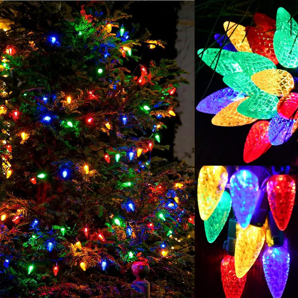 NA SGLspeed C6 Strawberry Solar Decorative Lights Christmas Outdoor, 50LED Christmas Solar Garden Lights 23FT Solar Xmas Tree Lights for Home Kitchen Decor - Multicolor