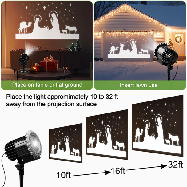 Christmas Nativity Scene Projector Lights Outdoor Indoor,Waterproof Holiday Projector with Stars,Christmas Decorations Light for Walls, Windows, and Garage Doors
