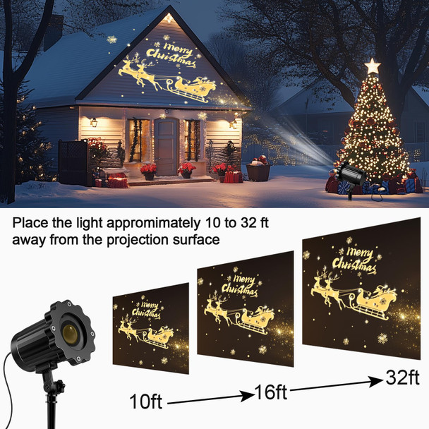 3D Dynamic Christmas Projector Lights Outdoor Indoor- Santa in Sleigh Christmas Decorations,Waterproof Holiday Projector Lights for Window Ground Roof Wall Yard Xmas Decor