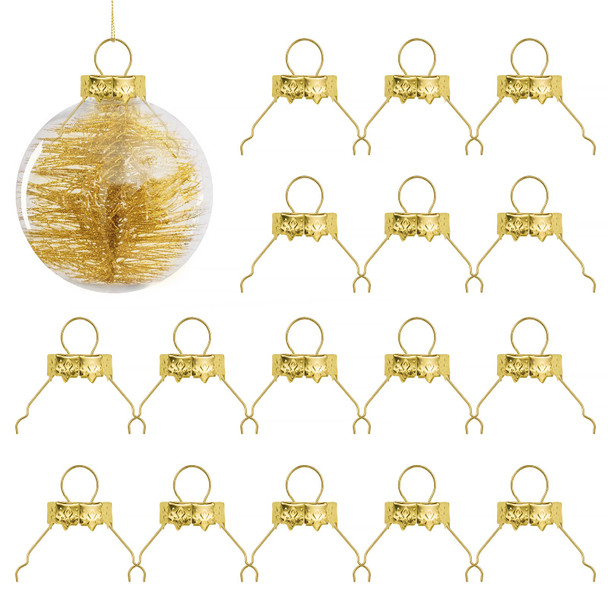 60 Pieces Round Ornament Cap for Porcelain Ceramic or Glass Christmas Ornaments 1/2 inch or 3/4 inch Silver/Gold Christmas Hangers Caps (Gold, 3/4 inch)