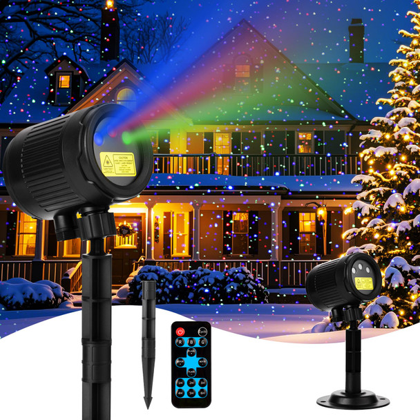 Laser Christmas Projector Lights Outdoor, Red Green Blue 3 Color Firefly Lights Show Laser Projection with Remote, Waterproof Projector Lights Holiday Decor for House Party Xmas Halloween