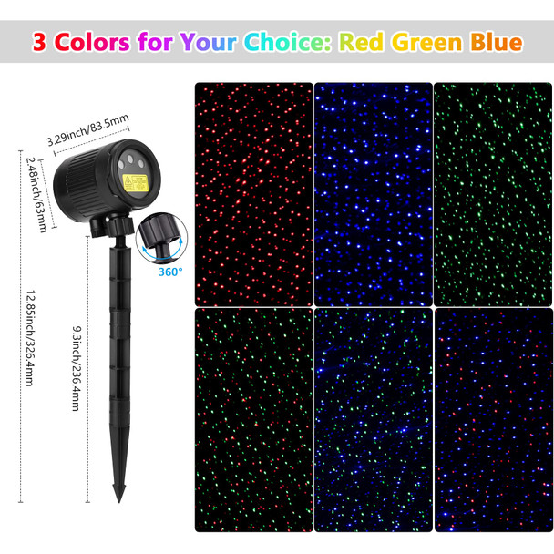 Laser Christmas Projector Lights Outdoor, Red Green Blue 3 Color Firefly Lights Show Laser Projection with Remote, Waterproof Projector Lights Holiday Decor for House Party Xmas Halloween