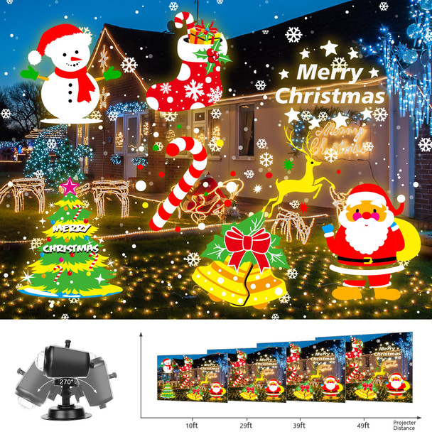 Christmas Projector Lights Outdoor, Holiday Projection Light with Remote, 3D Ocean Wave & 72 HD Patterns, Waterproof Snowflake Projector for Xmas Party Yard Decor