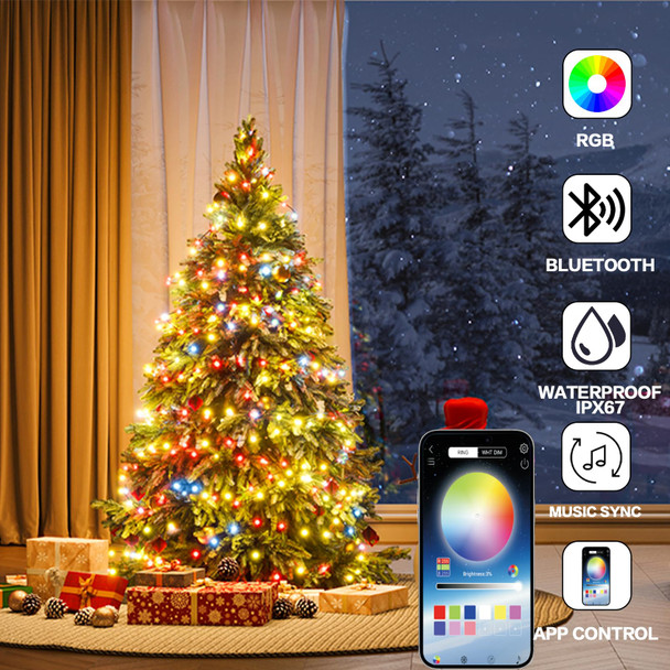 NBGRLVS Multicolored Fairy String Lights - 100 LED 33 FT Phone App Control Silver Wire String Lights，Perfect for Crafts DIY Christmas Party Home Decorations