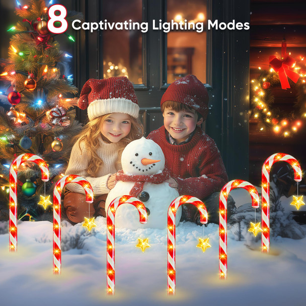 Outdoor Christmas Decorations: 12 Pack Solar Christmas Candy Cane Lights Waterproof, Christmas Pathway Lights with Remote Control & 8 Modes, Christmas Outdoor Decorations for Yard, Walkway Xmas Decor