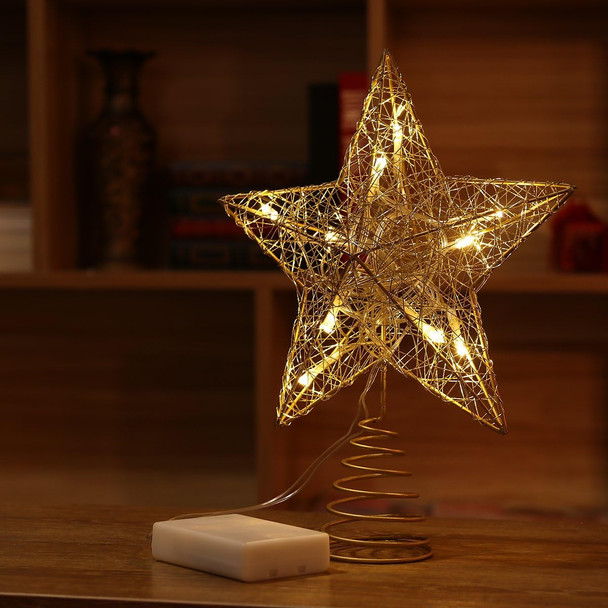 Christmas Tree Topper LED Star Battery Operated Treetop Decoration (Gold)