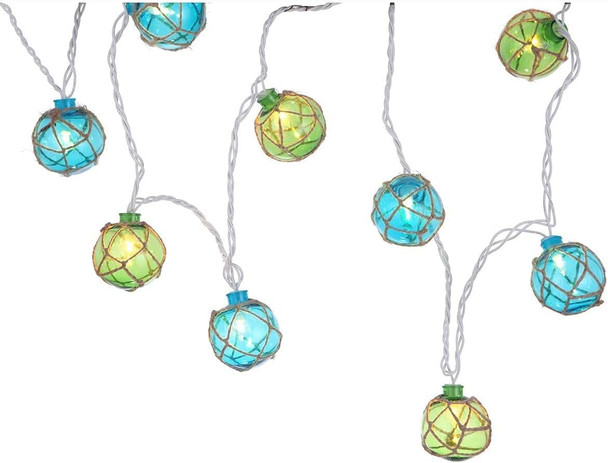 NIOSTA 8.8ft Rustic Subtle Decorative String Lights, 10 Nautical Fishing Float Ball Lights,Beach Themed Outdoor Lights for Cotttage Room Aesthetic Decorations