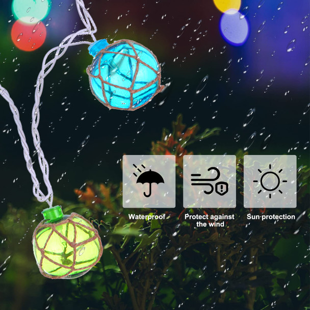 NIOSTA 8.8ft Rustic Subtle Decorative String Lights, 10 Nautical Fishing Float Ball Lights,Beach Themed Outdoor Lights for Cotttage Room Aesthetic Decorations