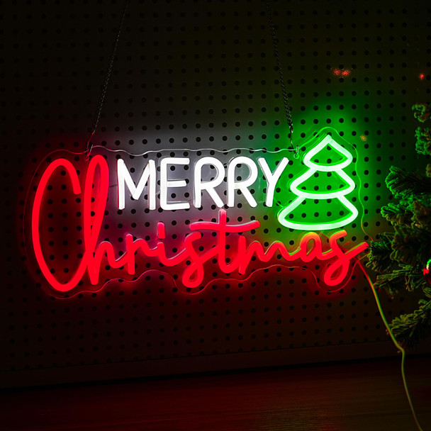 Merry Christmas Neon Sign Christmas LED Sign Light Christmas Lights for Wall Decor Bar Pub Club Home Bedroom Office Restaurant Christmas Decorations Christmas Party Art Wall Decorative Night Light