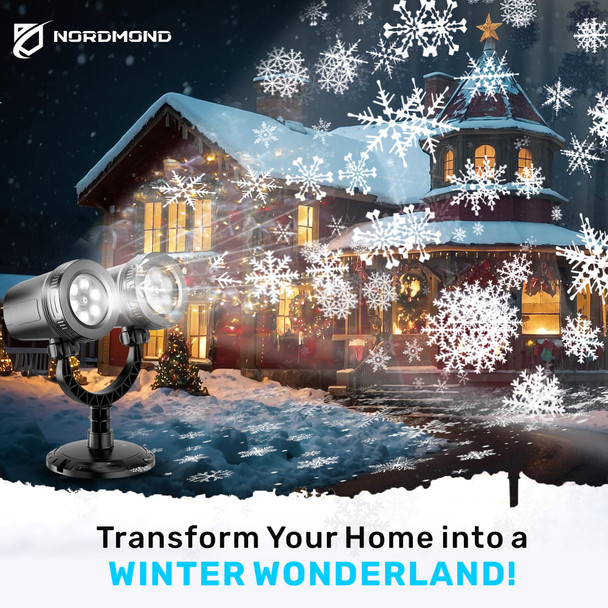 Professional Christmas Projector Lights Outdoor, Snowflake Projector Lights for Indoor and Outdoor Christmas Decorations, Snow Projector Delight Magical Outside Holiday Projector Lights