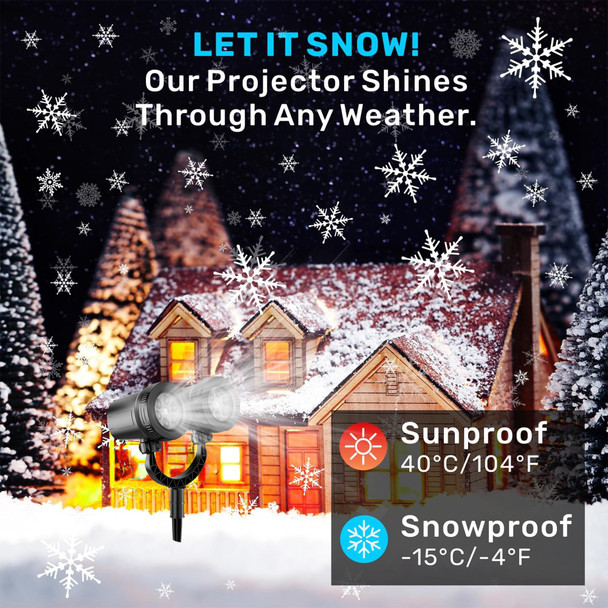 Professional Christmas Projector Lights Outdoor, Snowflake Projector Lights for Indoor and Outdoor Christmas Decorations, Snow Projector Delight Magical Outside Holiday Projector Lights