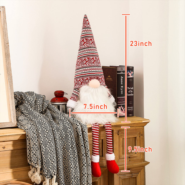 Gnome Christmas Tree Topper Gnome Christmas Ornaments Christmas Tree Topper Santa Gnomes Plush Tree Toppers Christmas Decorations (Red)