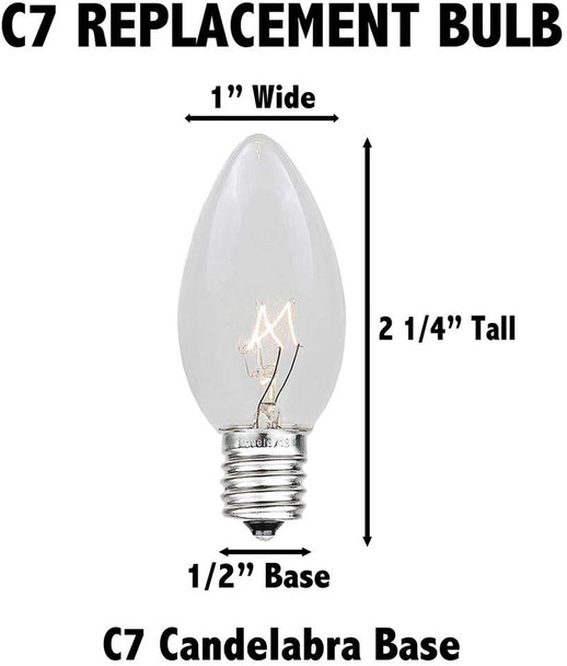 Novelty Lights Twinkle Christmas Replacement Bulbs - Outdoor Individual Bulbs For Events, Holiday Parties, Patios, And More - C7/E12 Candelabra Base, 5 Watt Lights (Multicolor, 25 Pack)