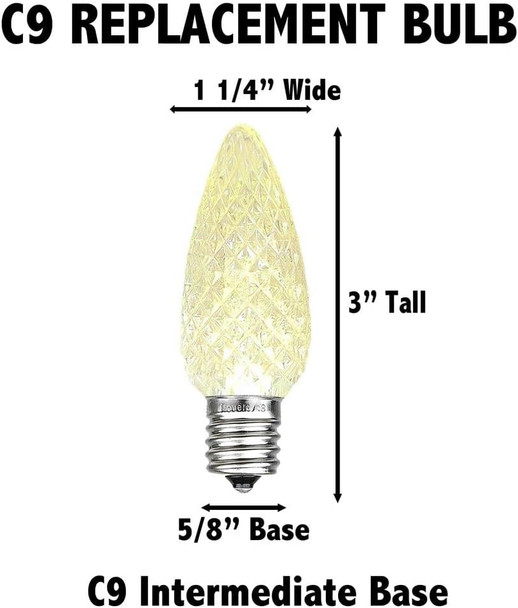 Novelty Lights 25PK C9 LED Faceted Ultra Bright Dimmable Outdoor Christmas Light Replacement Bulbs LED Replacement Bulbs, Led Bulbs, Outdoor Light Bulbs String Light Bulbs (Red)