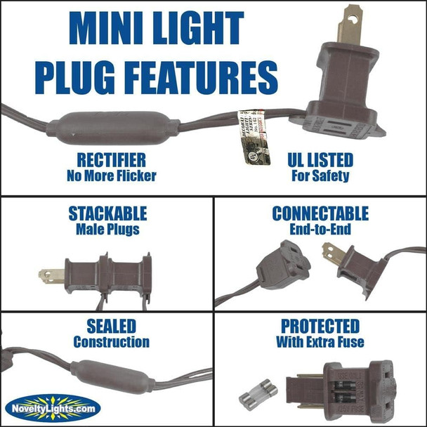 Novelty Lights Warm White LED Christmas String Lights - UL Listed Indoor/Outdoor Light Set w/ 100 Mini Bulbs for Christmas Tree, Patio, Wedding Decor, and More - (Brown Wire, 34' Long)