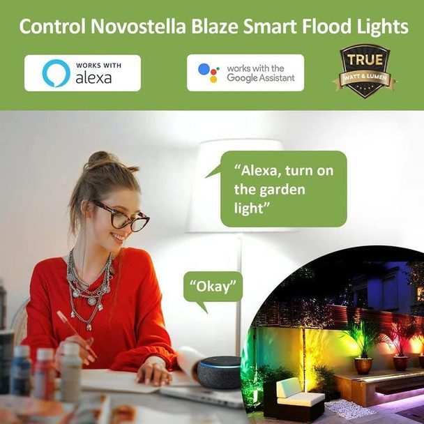 NOVOSTELLA LED Flood Lights Outdoor, 30W RGB Smart LED Flood Lights, Second-Generation WiFi Landscape Lighting Stage Dimmable Color Changing Uplight, IP66 Waterproof, Work with Alexa, 4 Pack.
