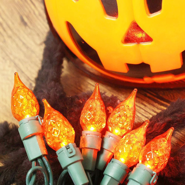 Orange Halloween String Lights 19ft, 70 LEDs C5 Christmas Lights for Indoor and Outdoor Use, ETL Perfect for Halloween, Thanksgiving, and Christmas Decor