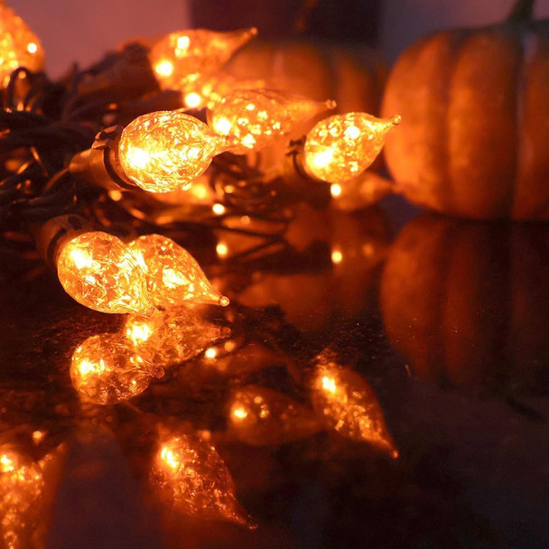 Orange Halloween String Lights 19ft, 70 LEDs C5 Christmas Lights for Indoor and Outdoor Use, ETL Perfect for Halloween, Thanksgiving, and Christmas Decor