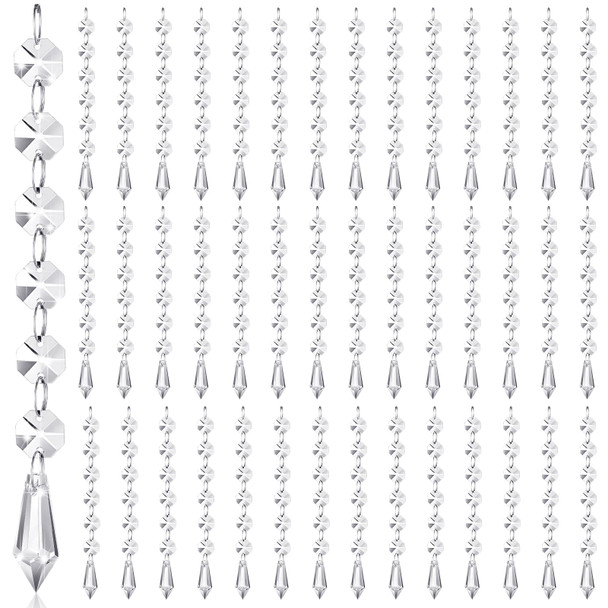Nuenen 100 Pcs Christmas Hanging Crystals for Centerpieces Chandelier Clear Crystal Garland Strands Ornament Acrylic Clear Beads Prisms Pendant for Christmas Tree Window Home Decoration(Icicle)
