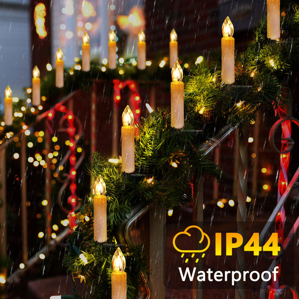 Christmas Tree Candles Lights, 9.85ft 10 LED Flameless Candle Lights, 8 Lighting Modes Battery Clip-on Candle Lights, Timer LED Candles Lights for Xmas Tree Wedding Party Decor, Warm White