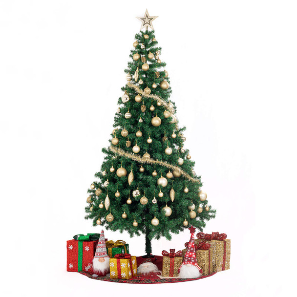 Ogrmar 119ct Christmas Tree Ball Ornaments Set Assorted Shapes and Sizes Shatterproof Hanging Decoration with Hand-held Package for Christmas Tree Holiday Wedding Party (Golden)