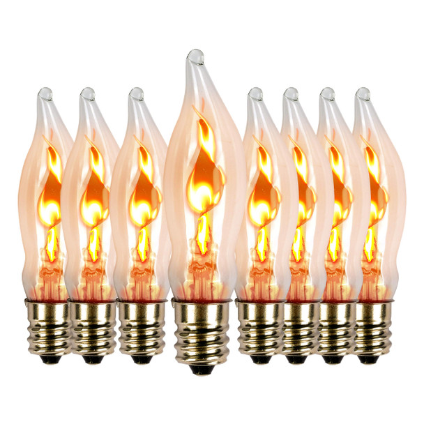 Flicker Flame Light Bulb 8 Packs for Hallowwen Christmas Decorative 3 Watt, 120V, E12 Flame Candelabra Light Bulbs