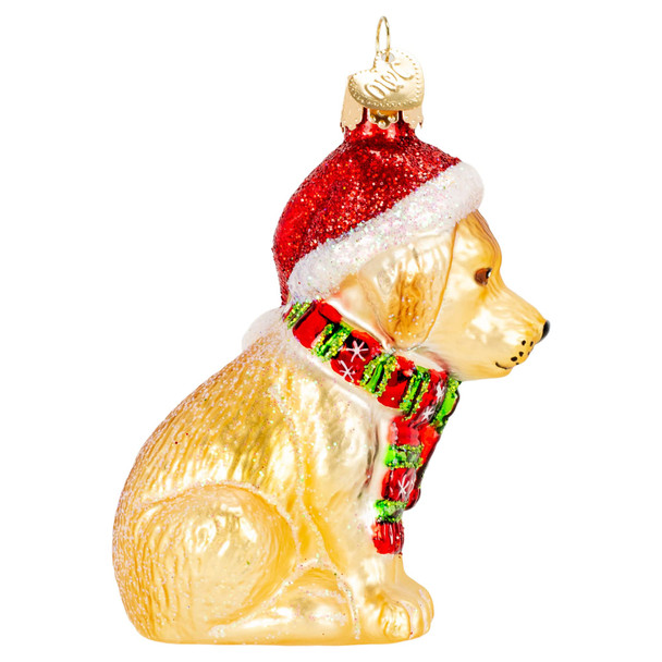 Old World Christmas Holiday Yellow Labrador Puppy Glass Blown Ornament for Christmas Tree