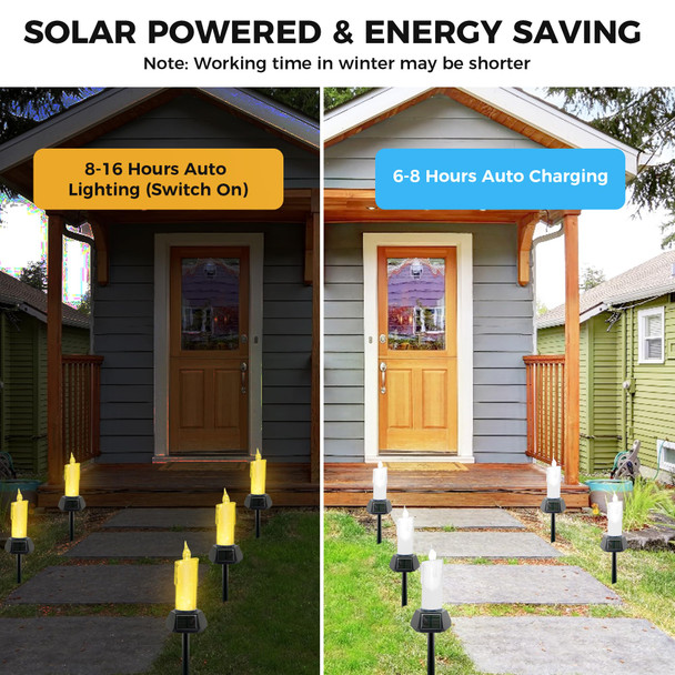 Solar Christmas Candles Lights Outdoor, 4 Pack LED Flameless Candles with Flickering lighting, Waterproof Solar Outdoor Lights for Camping Garden Landscape Yard Thanksgiving Holiday Decorations