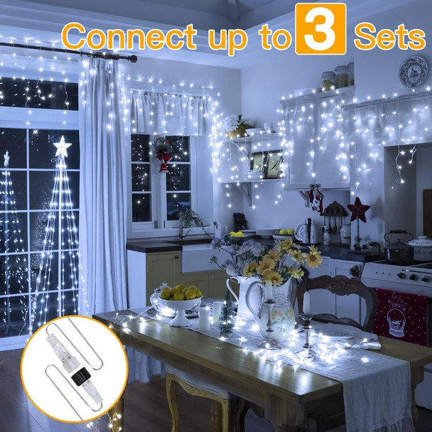 Ollny Icicle Lights for Outside 486LED 40FT, Cool White Christmas Light with Remote 8Modes Timers Waterproof, Plug in Connectable Hanging Lights for Outdoor Indoor House Roof Holiday
