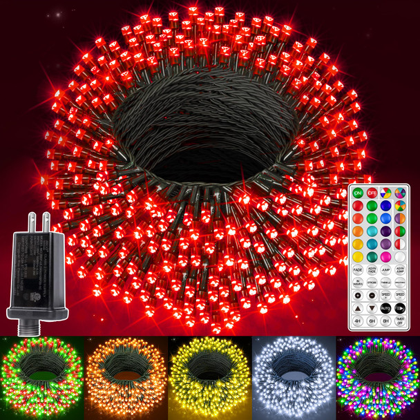 Ollny RGB Christmas Lights 400 LEDs 131 FT, 130 Modes Color Changing Christmas Tree Lights with Remote, Timer & Waterproof, Outdoor Christmas String Lights for Year-Round House Decorations