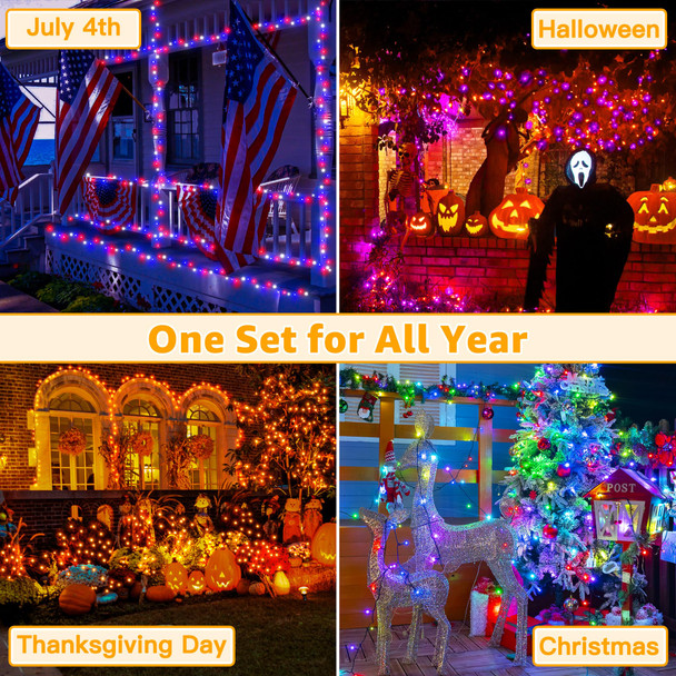 Ollny RGB Christmas Lights 400 LEDs 131 FT, 130 Modes Color Changing Christmas Tree Lights with Remote, Timer & Waterproof, Outdoor Christmas String Lights for Year-Round House Decorations