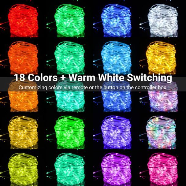 66FT Ultra-Thin LED Rope Lights for Outside, 18 Color Changing+Warm White String Lights, 200 LED Permanent Outdoor Christmas Lights Waterproof Fairy Lights Plug in for Indoor Bedroom House Decor