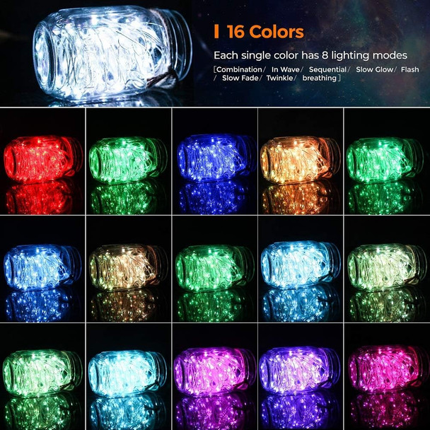2 Pack 16.4ft 50 LED Battery Operated Lights & USB Powered Fairy Lights, 16 Color Twinkle Lights with Remote Waterproof LED String Lights for Bedroom Garden Patio Party Indoor Outdoor Decor(132 Modes)