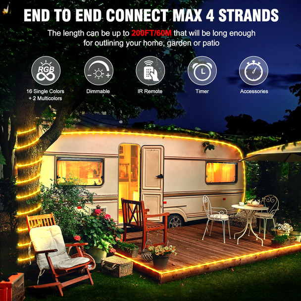 Color Changing Rope Lights Outdoor - 100ft 300 LED Connectable Outdoor String Lights with Remote, 18 Colors Waterproof Tube Lights, Twinkle Lights for Indoor Bedroom Patio Holiday St. Patrick Decor