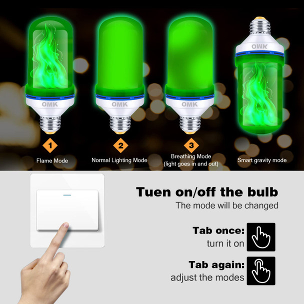 OMK - Christmas Decorations LED Flame Effect Light Bulbs - est d 4 Modes Green Fire Simulated Lamps - Holiday/Christmas s/Indoor/Outdoor Decoration Lights (2Pack)