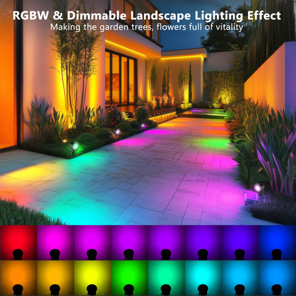 OurLeeme Landscape Lighting - 120V 8W RGB Colored Halloween Spotlight, LED Spotlights Outdoor Waterproof Yard Stake Landscape Spotlights, Christmas Spot Lights Outdoor for House Tree (6PCS)