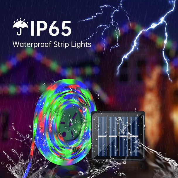 Solar LED Strip Lights, 20FT Waterproof RGB Color 180 LEDs Cuttable with 8 Modes Solar Powered LED Fairy Lights for Christmas Outside, Garden, Patio, Yard, Party