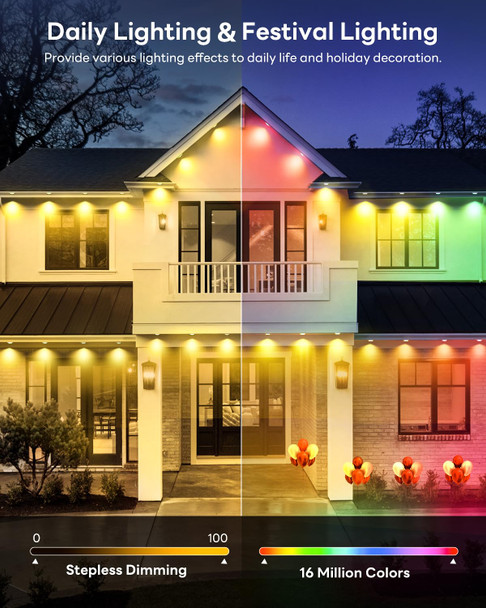 Pak Permanent Outdoor Lights, 50FT Smart RGB+IC LED Lights for House - IP67 Waterproof Eave Lights for Halloween, Christmas & Parties - DIY Multiple Scene Modes, Works with Alexa & Google Assistant