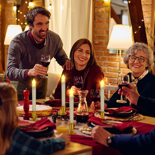 Christmas Window Flameless Candles Lights - 2-in-1 LED Brightness Adjustable Candle with Timer, Removable Candlestick, Suction Cup, Xmas Lamps Decoration 6 Pack