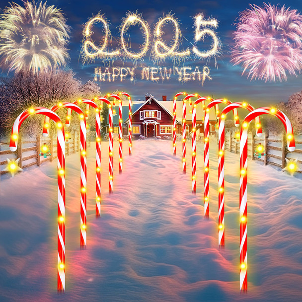 12-Pack 22" Christmas Candy Cane Lights Outdoor Pathway - Waterproof IP65, 8 Lighting Modes with Timer Memory Function for Christmas Decorations, Driveway, Walkway, Front Door