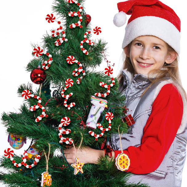 8.7 Inch Christmas Curly Pick Red White Christmas Picks Candy Shape Christmas Tree Picks Christmas Ornaments Christmas Tree Decorations Home Office Vase Party Ornaments (Candy Style, 16 Pcs)