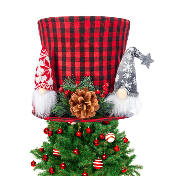 Christmas Tree Topper, Red and Black Buffalo Plaid Top Hat Christmas Tree Decorations Santa Gnome Ornaments Large Christmas Hat Tree Toppers Decor for X'Mas Home Party Supplies Festive Xmas Idea Christmas Tree Topper, Red and Black Buffalo Plaid Top Hat Christmas Tree Decorations Santa Gnome Ornaments Large Christmas Hat Tree Toppers Decor for X'Mas Home Party Supplies Festive Xmas Idea