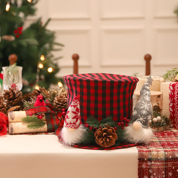 Christmas Tree Topper, Red and Black Buffalo Plaid Top Hat Christmas Tree Decorations Santa Gnome Ornaments Large Christmas Hat Tree Toppers Decor for X'Mas Home Party Supplies Festive Xmas Idea Christmas Tree Topper, Red and Black Buffalo Plaid Top Hat Christmas Tree Decorations Santa Gnome Ornaments Large Christmas Hat Tree Toppers Decor for X'Mas Home Party Supplies Festive Xmas Idea