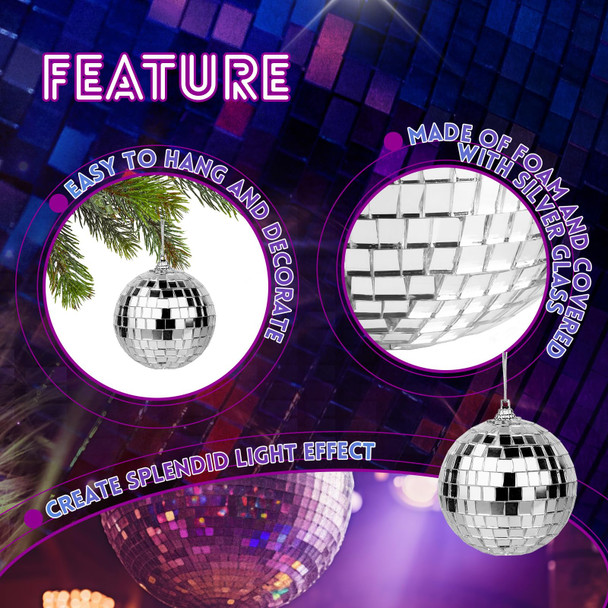 Pllieay 32Pcs Hanging Mirror Disco Ball Ornaments, 3 Sizes Disco Ball Decor, Hanging Disco Balls, Mini Disco Ball Ornaments for Christmas Tree, 70s Party, Music Festival(2”, 1.6”, 1.2”)