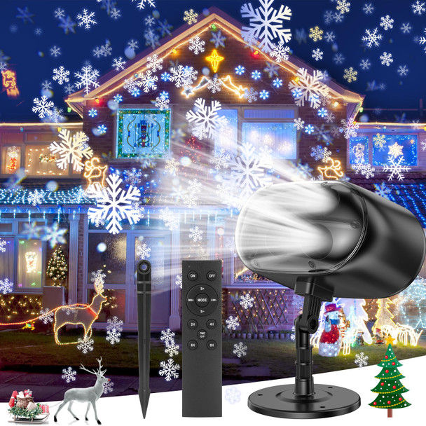 Christmas Snowflake Projector Lights, Snowfall LED Light Projector with Realistic Effect, Christmas Outdoor Light Projector with Remote Control Halloween Xmas Holiday Wedding Party Garden Patio Decor