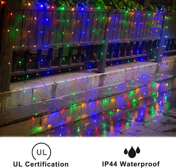 Pooqla Net Lights, 300LED Christmas Outdoor Mesh Light, 14.8x4.9 ft Fairy String Mesh Light 8 Modes Green Wire, Connectable Waterproof Decorative Light for Bushes Tree Garden Halloween, Colorful