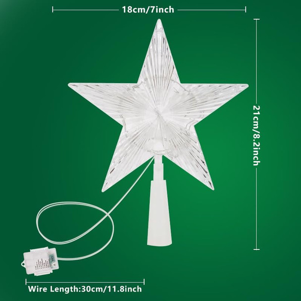 Christmas Tree Star Topper Lighted, Color Changing with Remote Controller 8 LED Light Modes Topper 7inch Star for Xmas Tree Decorations, 3AA Battery Powered