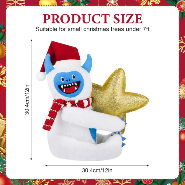 Christmas Tree Topper Festive Bigfoot Snowman with Glitter Star 3D Festive Wreath Attachment for 7-12ft Trees Perfect Christmas Decor and for Winter Holidays