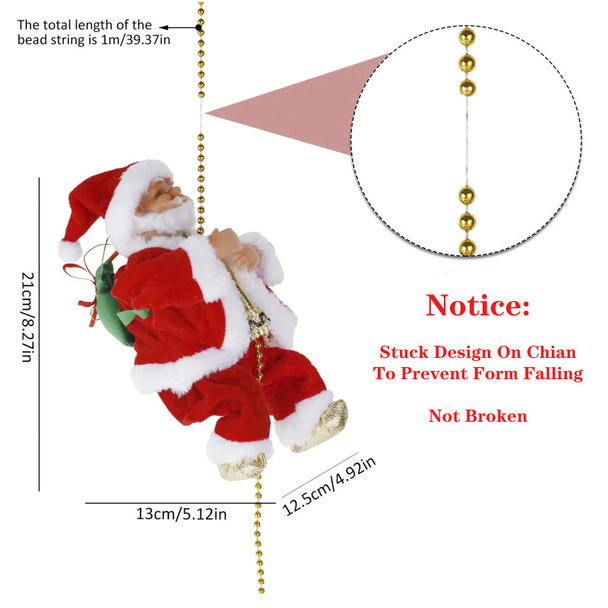 Electric Santa Climbing Rope Battery Operated Climbing Santa Claus, Climbs Up and Down, Christmas Decorations Christmas Tree Ornament Holiday Xmas Party Supplies Home Decor
