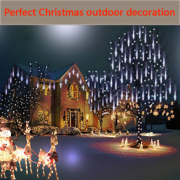 Christmas Lights Outdoor, Meteor Shower Lights 12 inch 8 Tubes LED Snow Falling Lights Icicle Cascading String Lights for Christmas Decoration Tree Garden Wedding Party Holiday, White